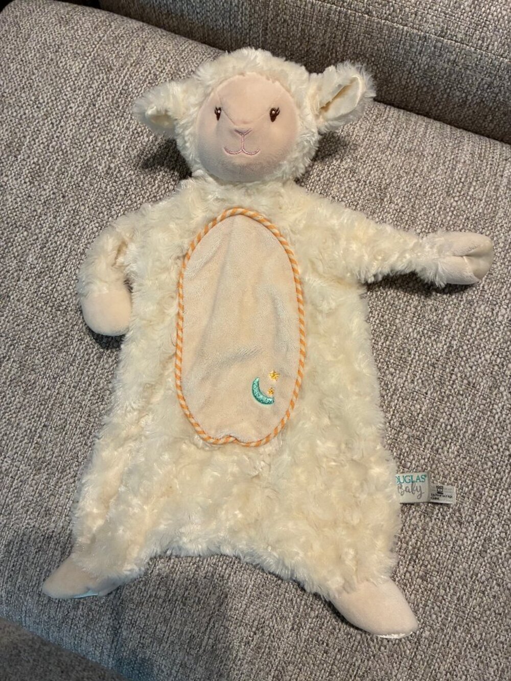 Douglas Baby Lamb Sheep Lovey Swirl Fur Stars Moon Plush Blanket
